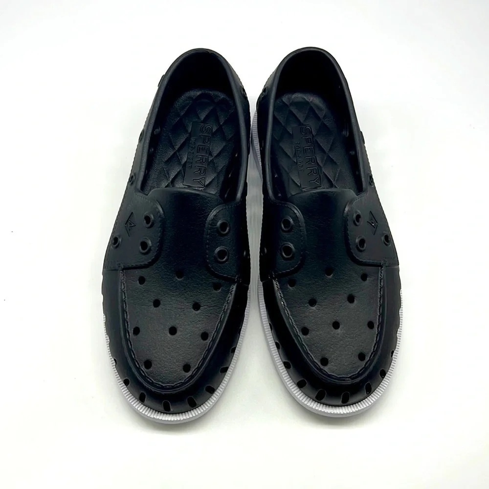 SPERRY - Top - Sider Rubber Black Boat Shoes With Non Marking Mens 6 or Women 8